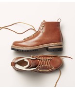 FEIT Whipstitch Wool Shearling Hiker Leather Boots Vibram Sole Sz 38, 8 ... - £237.10 GBP