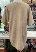 Garnet Hill Cashmere Sweater Women M Beige Pullover Ribbed Short Sleeve ... - $40.26 CAD