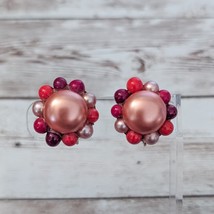 Vintage Clip On Earrings Red Tones Just Under 1&quot; - £9.53 GBP