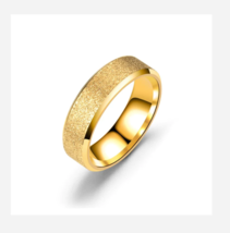 Gold Textured Titanium And Stainless Steel Ring Size 4 5 6 7 8 9 10 11 12 13 14 - £32.12 GBP