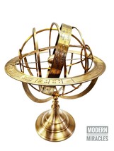 18&quot; Nautical Big Brass Armillary Sphere World Globe Brass Base Home Decorative - £146.62 GBP