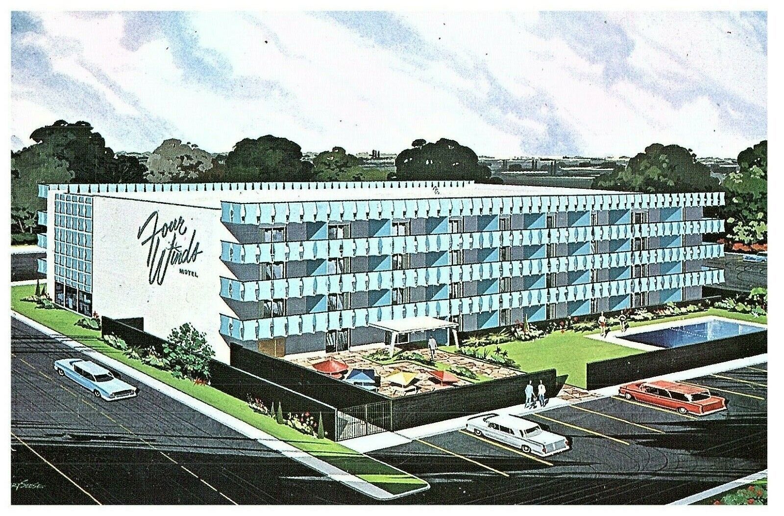 Four Winds Motor Hotel 1964 Denver Colorado Postcard - $3.67