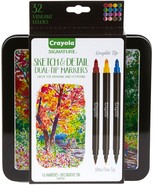 Crayola Signature Sketch &amp; Detail Dual-Tip Markers W/Tin-Assorted Colors... - £36.07 GBP