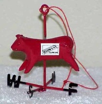 Vintage Red Metal COW Weathervane Christmas Ornament - £7.81 GBP