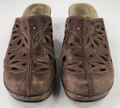 Bass Shoes Womens 8.5M Brown Distressed Brenda Mule Open Cut Block Clog Slip on - £26.89 GBP