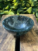 Green Moss Agate Bowl Natural Sparkling Mineral Handmade Stone Cup - $99.00