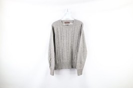 Vintage 70s Streetwear Womens Large Blank Wool Blend Cable Knit Crewneck Sweater - £40.66 GBP