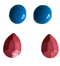 Vtg 80&#39;S Lot Of 2 Metal Round Blue Pink Pear Clip On Earrings - £11.05 GBP