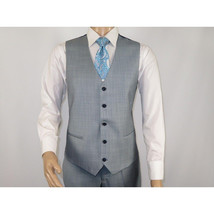 Men Suit BERLUSCONI Turkey 100% Italian Wool Super 180's 3pc Vested #Ber8 Gray image 7