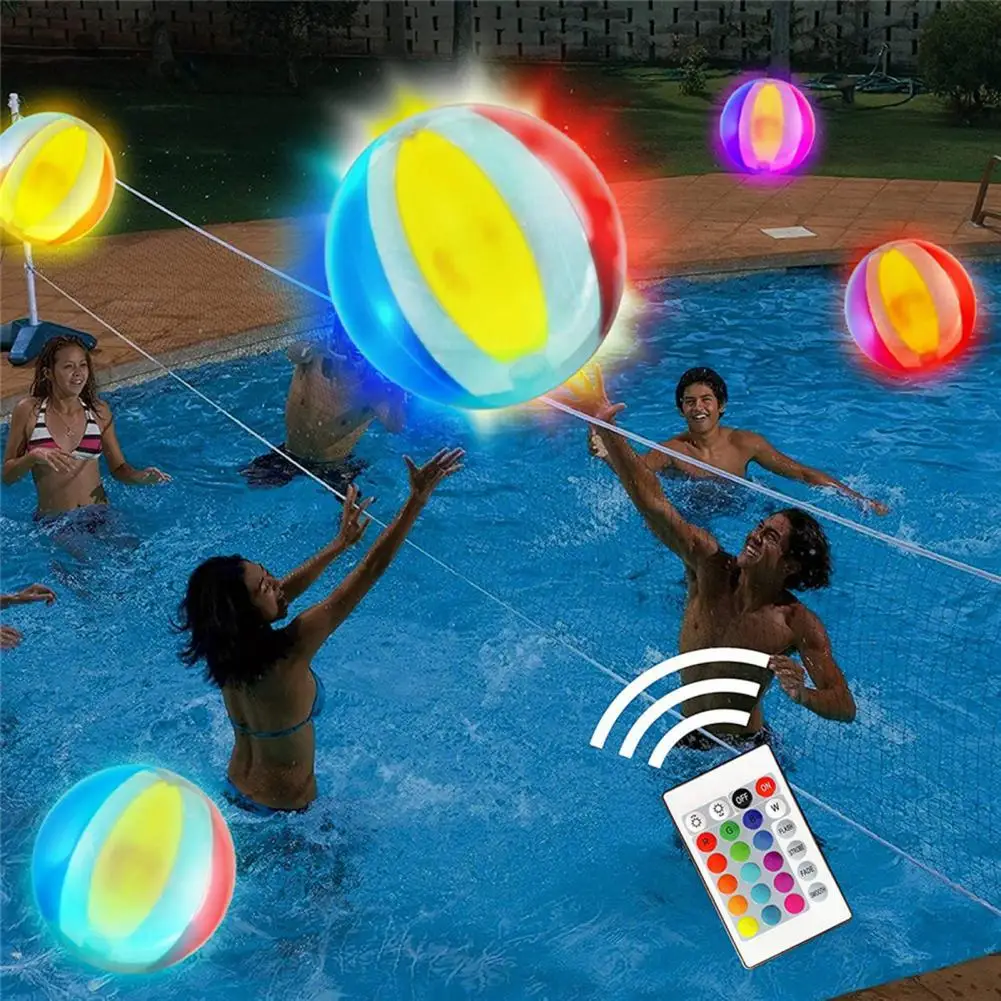 LED Light Ball Inflatable Beach Ball Toy Lighting Waterproof Remote Controlled - £16.56 GBP
