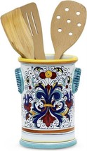 Utensil Holder RICCO DERUTA Majolica Ceramic Hand-Painted Handmade Dishwasher - £206.55 GBP