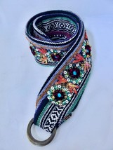 Ibisco Artisan Handmade Boho Belt  M L Hand Woven Sequins Beaded Embroidery - £31.38 GBP
