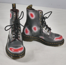 Dr. Martens 1460 Pascal Multi 8-Eye Boots Leather Gray Red Print US M/5 L/6 EUC - £109.04 GBP