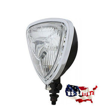 Chrome 4-1/2&quot; Motorcycle Black Flat Back Headlight Lamp Bulb Bucket Asse... - $69.95