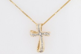 14k Yellow Gold Over 0.22Ct Simulated Diamond  Cross Pendant christmas Gift - £51.19 GBP