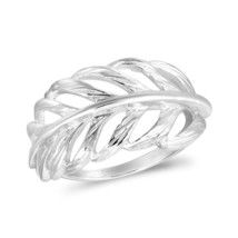 Elegant Nature Chunky Sterling Silver Leaf Wraparound Ring-10 - £14.14 GBP