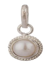 Natural Round White Pearl Gemstone Pendant for Unisex in Sterling Silver 3ct. - £40.00 GBP