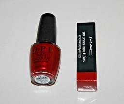 MAC Satin Lipstick Rough A Leveres #811 Mac Red + OPI Nailpolish Lot Of ... - $18.52