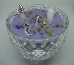 Lilac Lavender Crystal Sugar/Trinket Bowl Wish Pendant Treasure Candle - £20.90 GBP