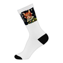 Christmas Print Socks - Themed Novelty Socks - Cat Crew Socks - Large - £18.50 GBP