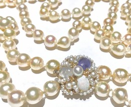 Baroque South sea Pearl Natural Cornflower Sapphire opal moonstone 14k necklace - £3,139.79 GBP