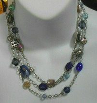 Lia Sophia Triple Strand Multi-color Bead/Glass Chain Necklace - £27.66 GBP