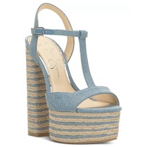 Jessica Simpson Women Platform Slingback Sandals Ameeka Size US 8.5M Blue Denim - £38.93 GBP
