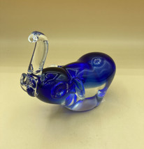 MURANO Style Cobalt Blue &amp; Clear Art Glass Hand Blown Elephant 6” Tall - £42.72 GBP