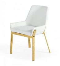 White And Gold Upholstered Faux Leather Dining Arm Chair - $741.66 CAD