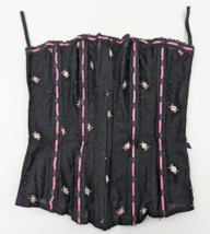 Fredricks of Hollywood Corset Women&#39;s Size 32 Floral Black Lace Flowers VTG Y2K - £23.34 GBP