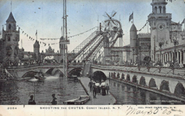 Coney Island Ny Amusement Park~Shooting The CHUTES~1905 Postcard With Glitter - £6.42 GBP