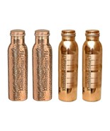 Handmade Copper Water Drinking Bottle 2 Hammered 2 Silver Touch Health B... - £48.16 GBP