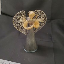 Vintage Hand Made Corn Husk and Straw Cone Angel Tree Topper - £13.71 GBP