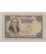 1946 España 25 Pesetas Nota Muy Fino + (MB Recoger #130a.1 - $66.37