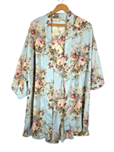 Victorias Secret Gold Label Peignoir Set Nightie Robe Chiffon Blue Flora... - $49.83