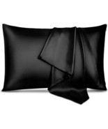 Silk Pillowcase Hair Skin Satin Black Queen Size Pillow Cover Ultra Soft... - £34.20 GBP