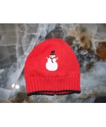 JANIE AND JACK RED KNITTED SNOWMAN BEANIE HAT SIZE 6/12 MONTHS INFANT&#39;S - £16.27 GBP