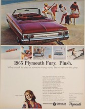1964 Print Ad The 1965 Plymouth Sport Fury Convertible on Beach by Water - £16.98 GBP