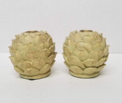 2 Artichoke Taper Candleholders Pineapple Textured Candleholder Gold Lig... - £8.62 GBP