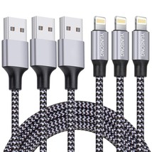 3 Pack 6 Foot Nylon Braided Lightning Charging Cable Cord Iphone 13/12/11Pro Max - £31.16 GBP