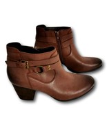 Josef Seibel Womans Ankle Boots Size 9 M Brown Leather Buckles Side Zip New - $128.65