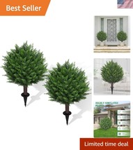 Set of 2 UV Resistant 22&#39;&#39; Cedar Topiary Ball Trees for Elegant Outdoor ... - $1,625.14 MXN
