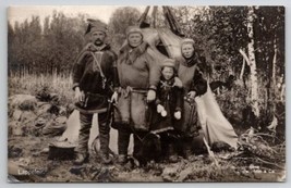 RPPC Norway Family Traditional Dress Lappeleir Laplanders Encampmnt Postcard C43 - £15.66 GBP