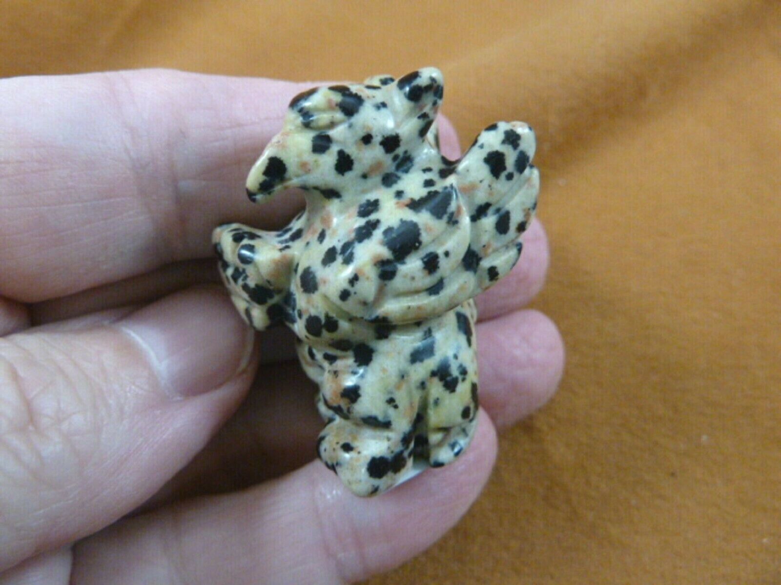 (Y-GRI-565) spotted GRIFFIN gryphon gemstone carving figurine statue Eag... - $14.01