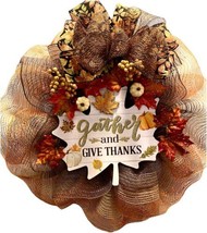 Thanksgiving 22x22x5 Inch Diameter Wreath Gather Give Thanks Fall Color ... - $50.00