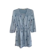 Anthropologie Holding Horses Chambray Riley Plumage Embroidered Dress Small - $42.08