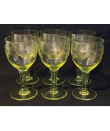 Set of 6 antique uranium christall wineglasses, marked all over - £140.79 GBP