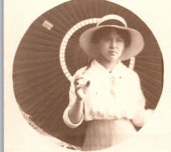 RPPC Woman With Parasol Photo Mask Dual View UNP Postcard R18 - $11.83