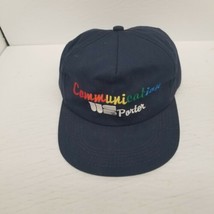 Vintage Porter Communication Snapback Blue Hat, Rainbow Print Letters - £11.78 GBP