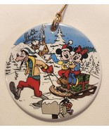 Grolier Disney THE SLEIGH RIDE Christmas Ornament Ceramic Goofy Minnie M... - £11.81 GBP